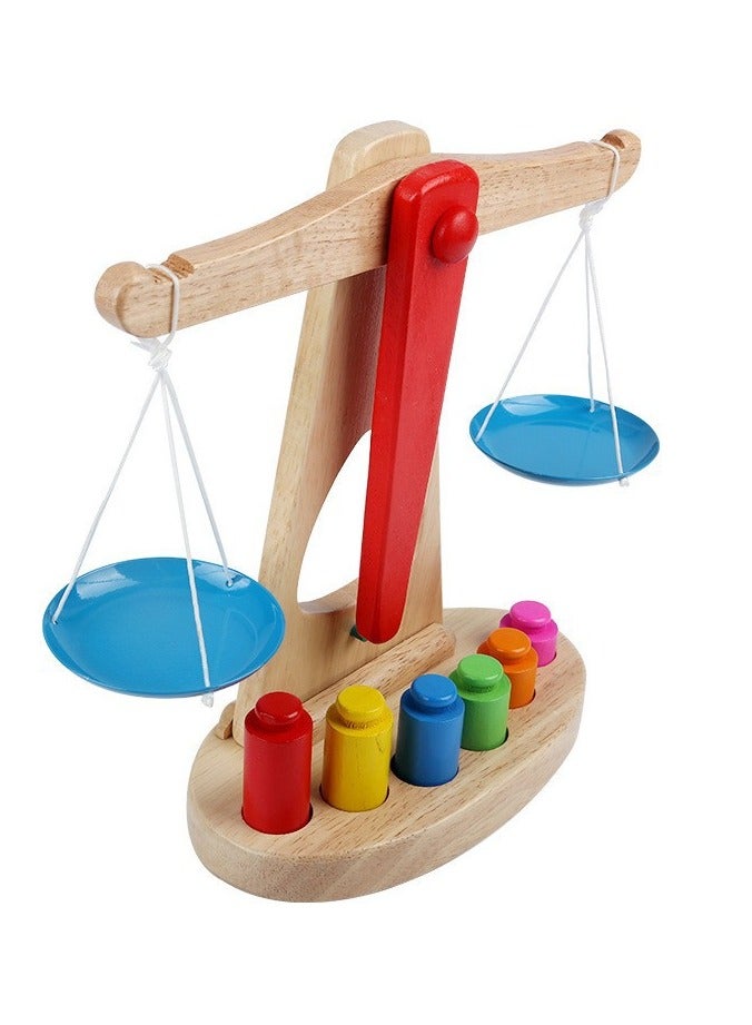 Wooden Early Learning Weighing Toy Balance Scale Children's Math Educational Puzzle Toy - Image 1